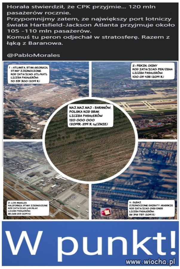 Komuś tu peron odjechał w stratosferę. Razem z łąką z Baranowa.