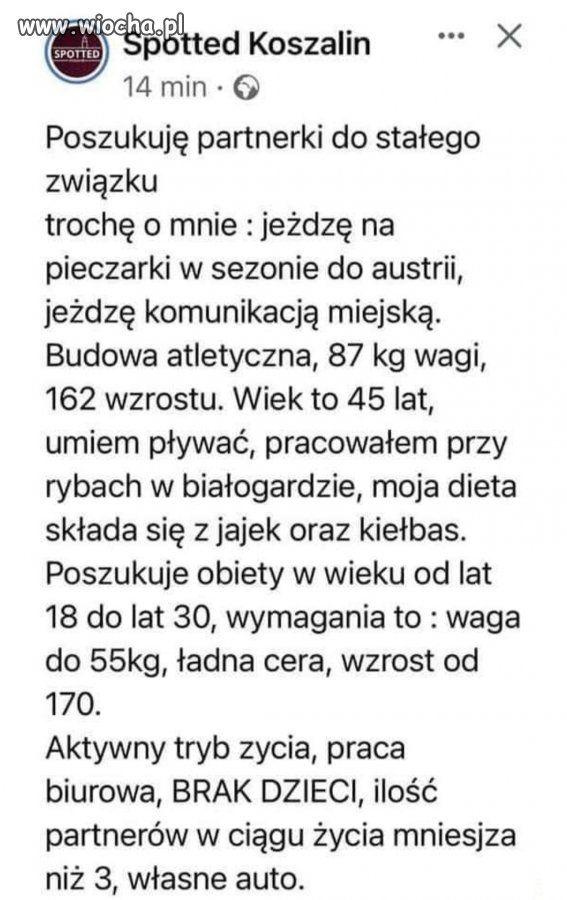 Ogłoszenie matrymonialne 