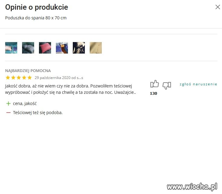 Opinia klienta na temat zakupionego produktu.