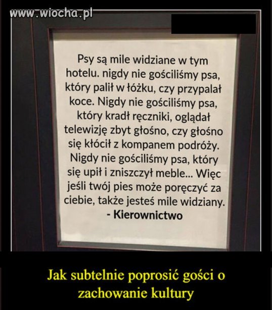 Opinie hotelu o gościach i ich zwierzętach...