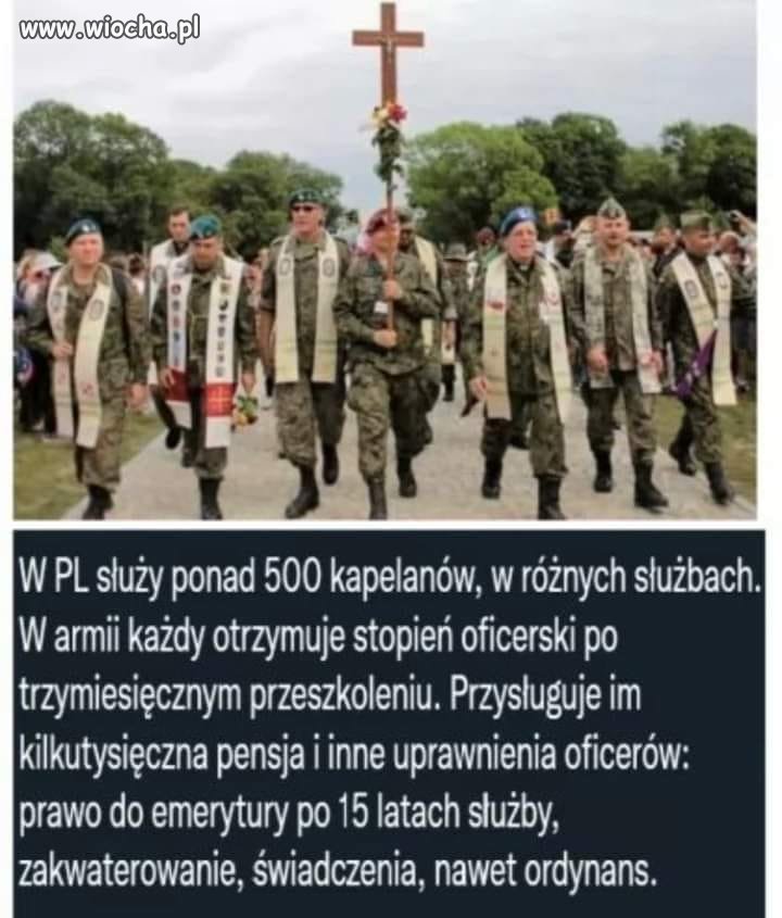 Przyznawanie kapelanom stopni wojskowych to kpiny z religii a w szczególności ze służby wojskowej