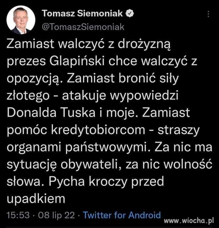 ... Glapa wałczy z opozycją 