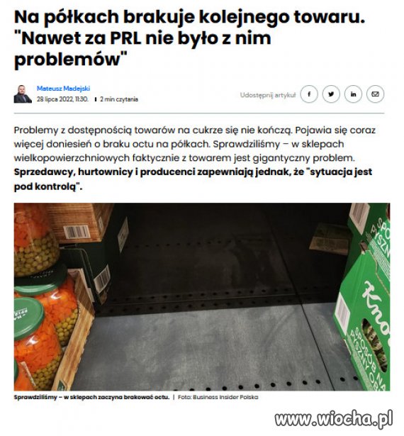 PiS już prześcignął PRL, nawet octu brakuje...