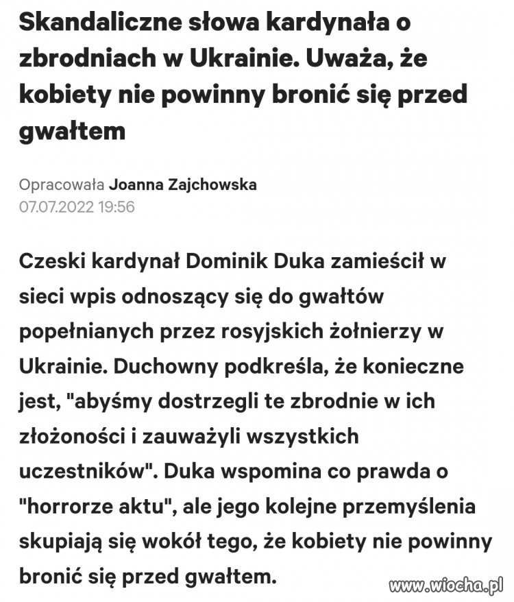 Książe  kościoła dał głos 