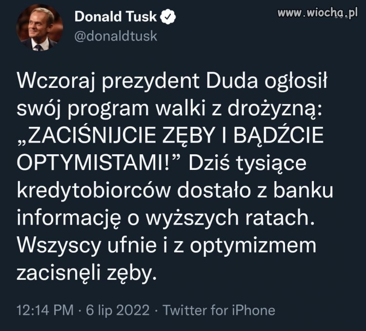Przecież z rozbrajającą szczerością przyznał ,że cyt. ‘’Ja też mam kredyty ,też płacę większe raty’’…  
