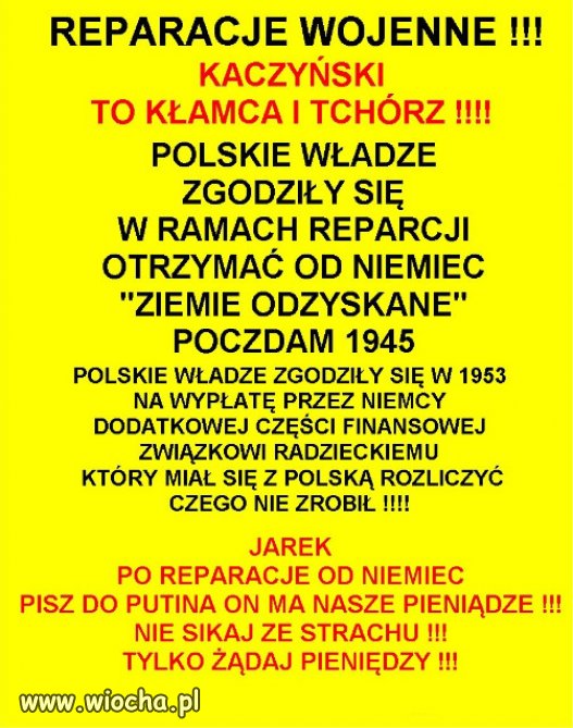 Kaczyński o reparacjach: Niemcy nie zapłacili. 