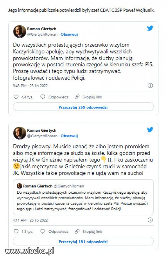 Kaczyński organizował na siebie "zamach"