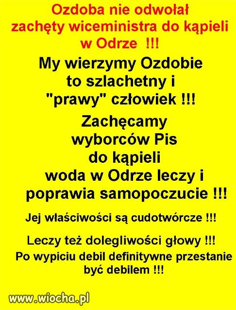 Może jakieś pielgrzymki, PiSu do kąpieli w Odrze?