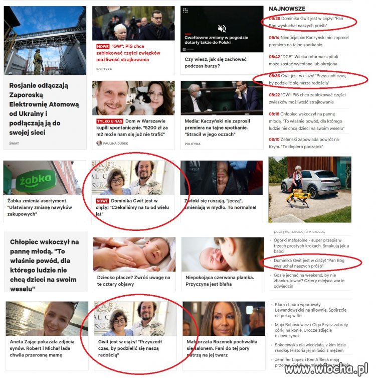 Główna strona Gazety, wiadomość dnia... jprd