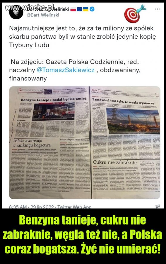 Benzyna tanieje, cukru nie zabraknie, węgla też nie, 