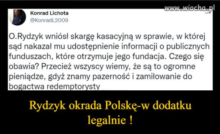 Widocznie Rydzyk wstydzi się swojej nędzy...