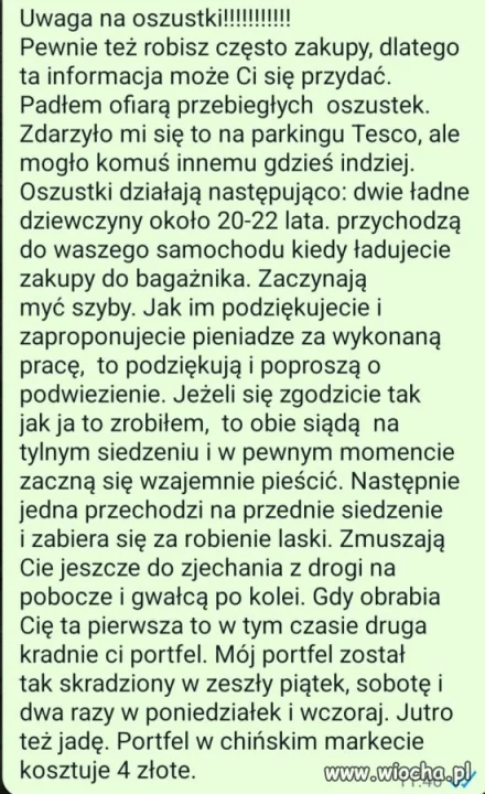 Uwaga oszustki