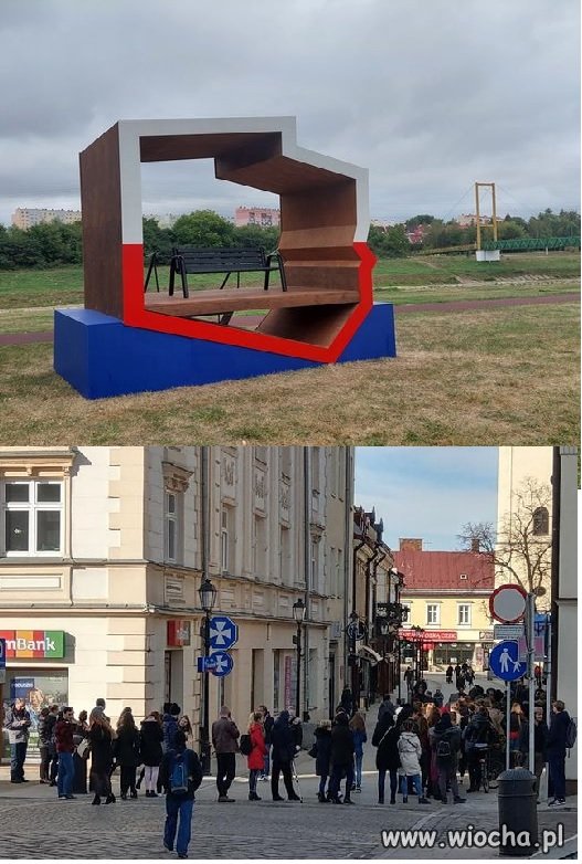 Kolejki do skorzystania z ławki PIS-patriotycznej