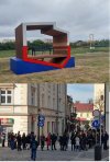 Kolejki do skorzystania z ławki PIS-patriotycznej