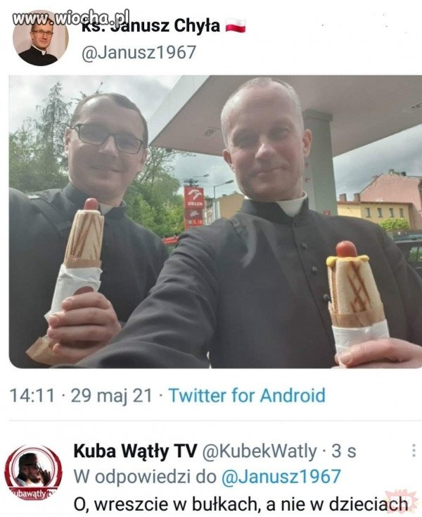 Faceci w kieckach reklamują osrajtka. 