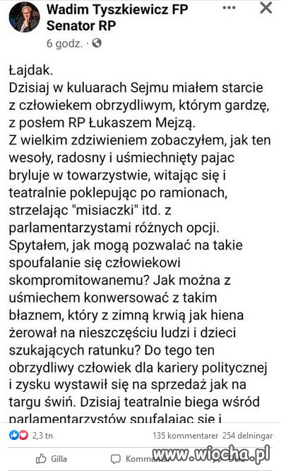Ten Mejza - to wyjątkowa łajza z honorem za honorarium