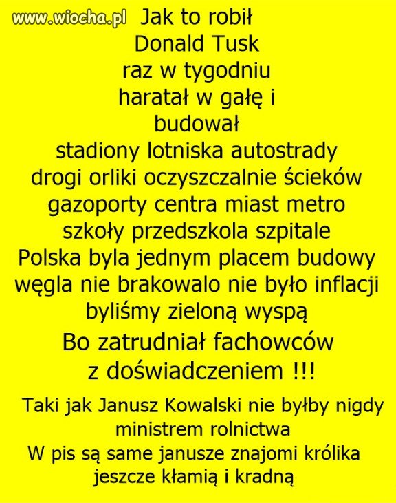 Teraz ten Tusk taki zły i winny niepowodzeń PiSu..