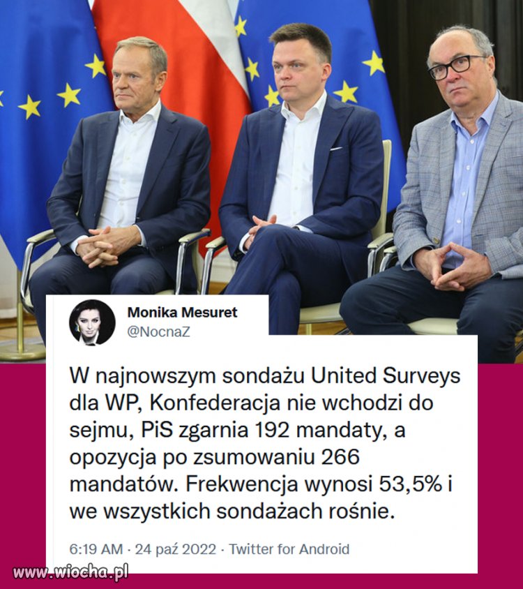 Gdyby wystartowali jako jeden blok to wg D'Hondta PiS przeszedłby do głębokiej opozycji.