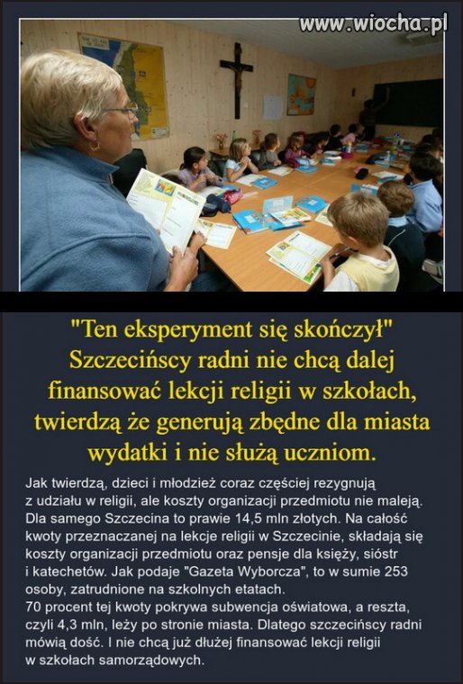 Lekcje religii, kosztują 1 104 327 894,19 zł