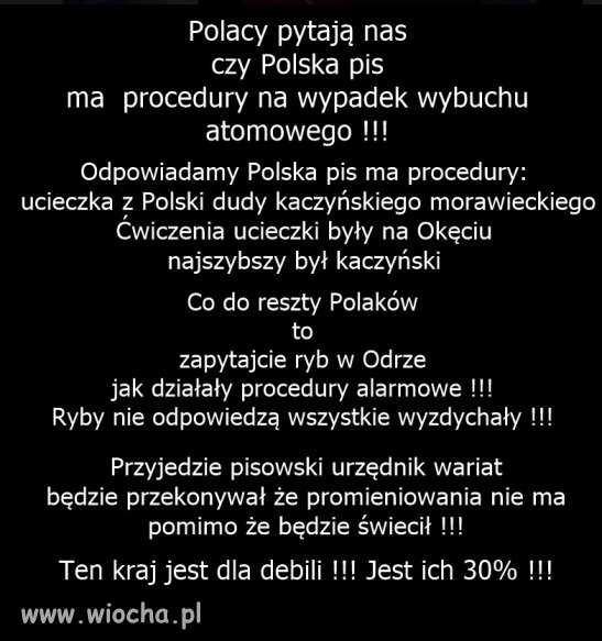 Takie ma procedury jak węgla na 200 lat...