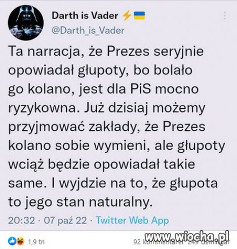 Leczą prezesa na kolana, bo na głowę już za późno!