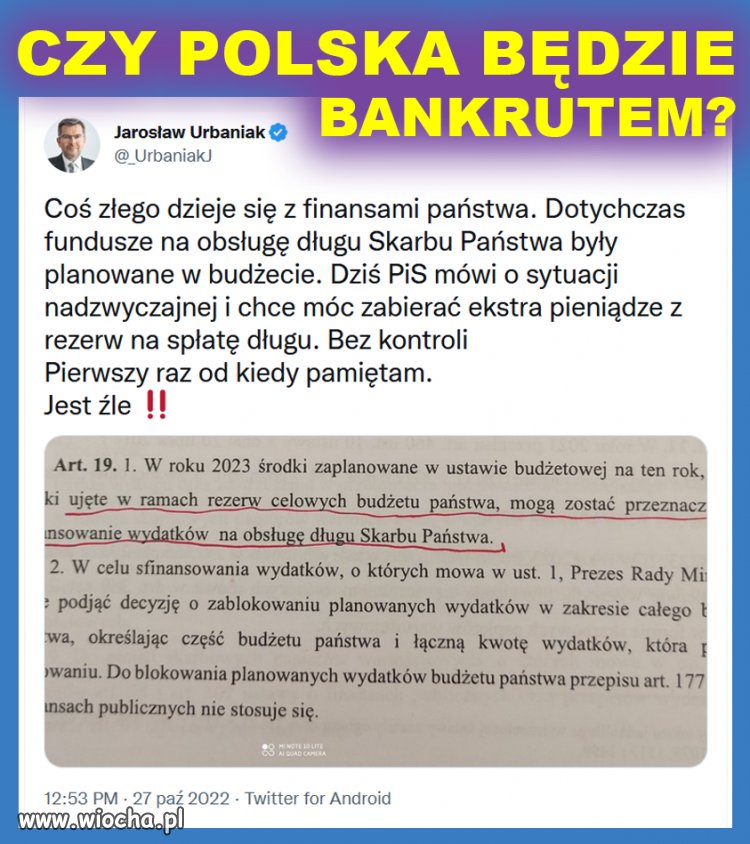 Polska nie ''będzie'' bankrutem. Ona już nim jest