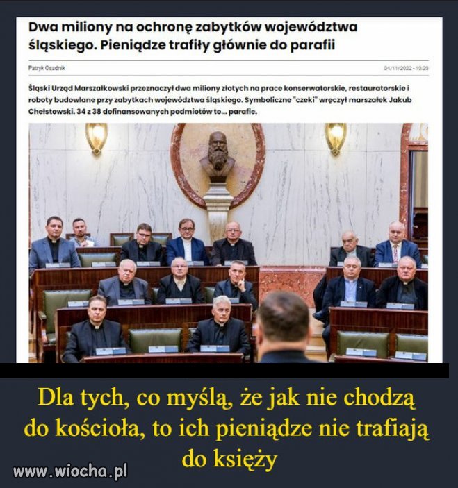 Bo kasa dla klechów, musi się zgadzać