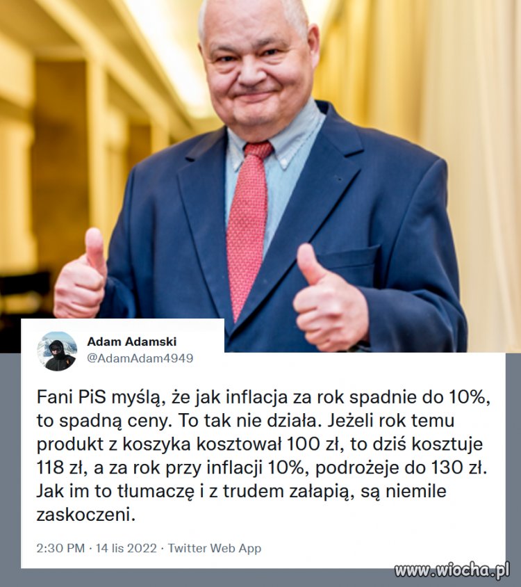 Żeby ceny spadły musi być deflacja a nie mniejsza inflacja...