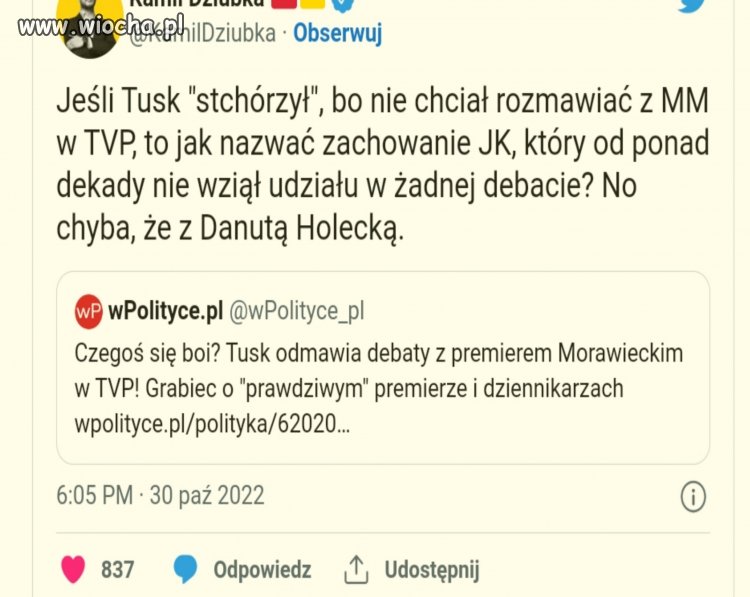 Debile z pis nie pojęły że Tusk ze nie debatuje bo...