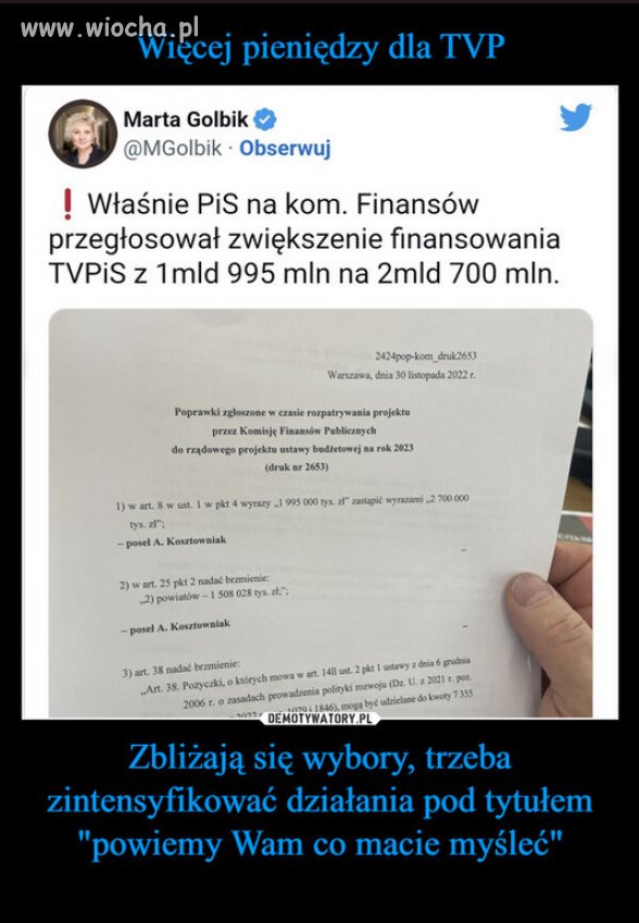 Nieudolna wladza potrzebuje propagandy za miliardy