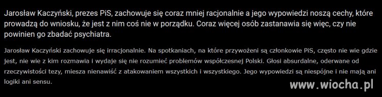 Czy Jarosława Kaczyńskiego powinien zbadać psychiatra?