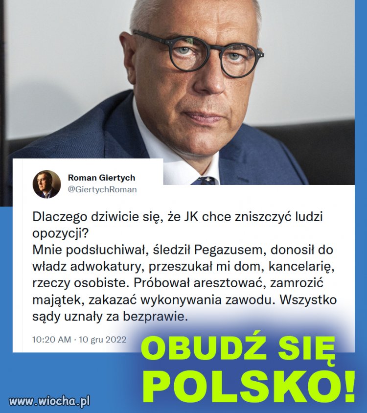 I dlatego trzeba mówić, pisać o podłościach obecnej władzy. Która niszczy konstytucję, zastrasza prokuratorów i sędziów.