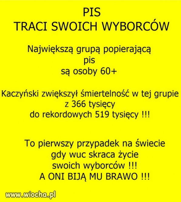 Elektorat PiSu wymiera, dzieki polityce zlodziei PiSu!