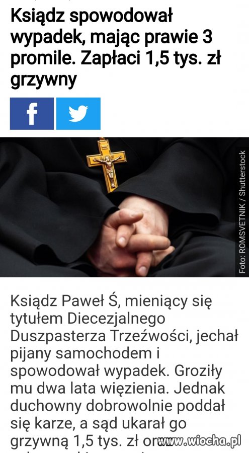 " wyrok" dla pijanego klechy
