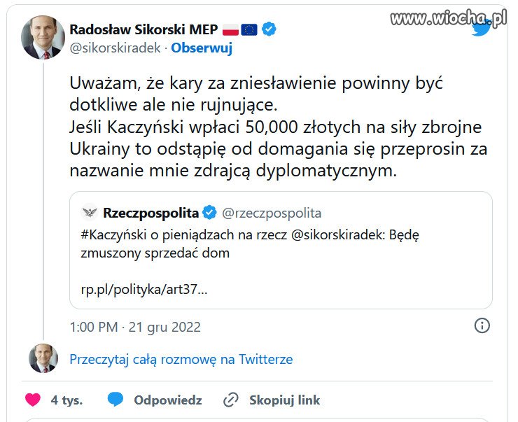 Europoseł opozycji ma dla herszta PiS propozycję.