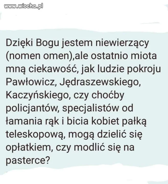 I być chrześcijanami jak mówi czarnek pusty garnek.