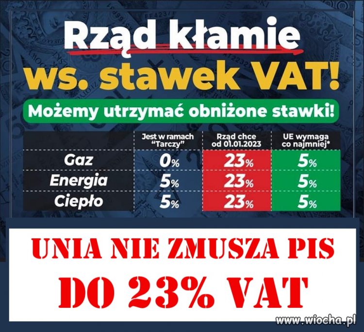 Z cyklu ''Kłamstwa pisu'' - Unia nie zmusza do 23% VAT