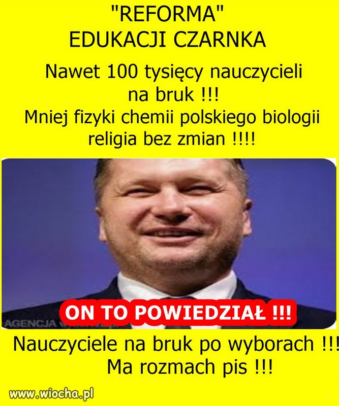 Koscioly puste, Czarnek chce zastapic nauczycieli klechami!