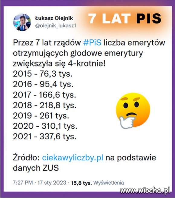 ZA PIS NA EMERYTURZE UMŻESZ Z GŁODU 