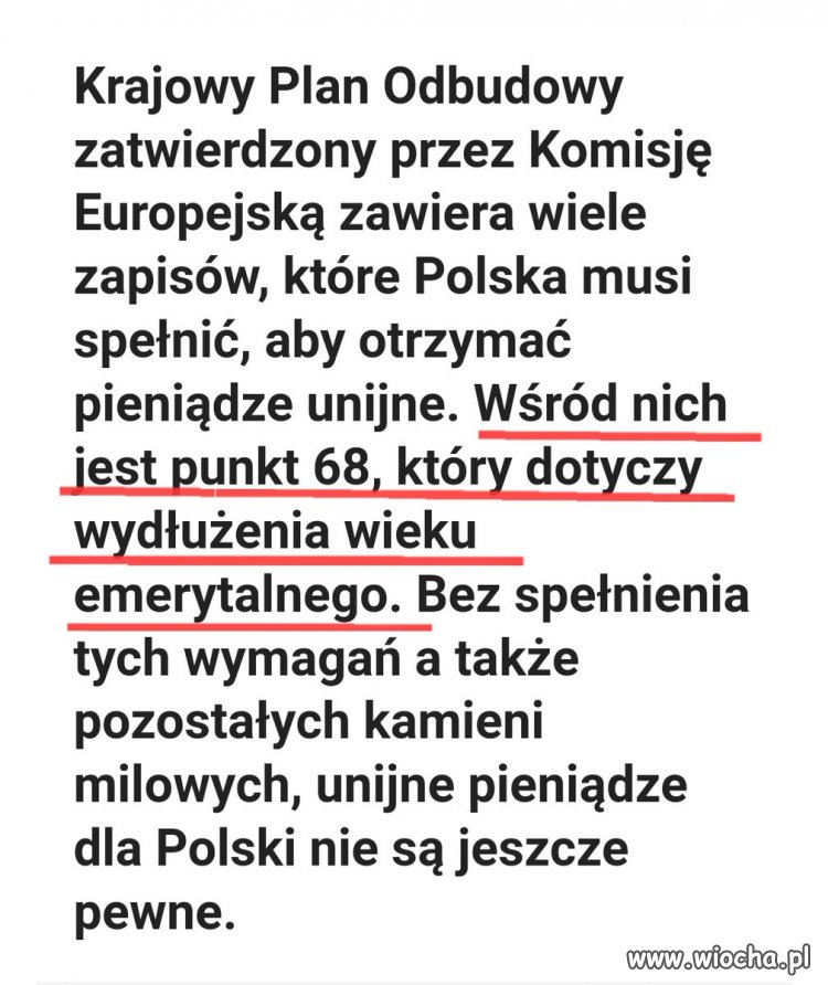 Podwyższenie wieku emerytalnego PiS 
