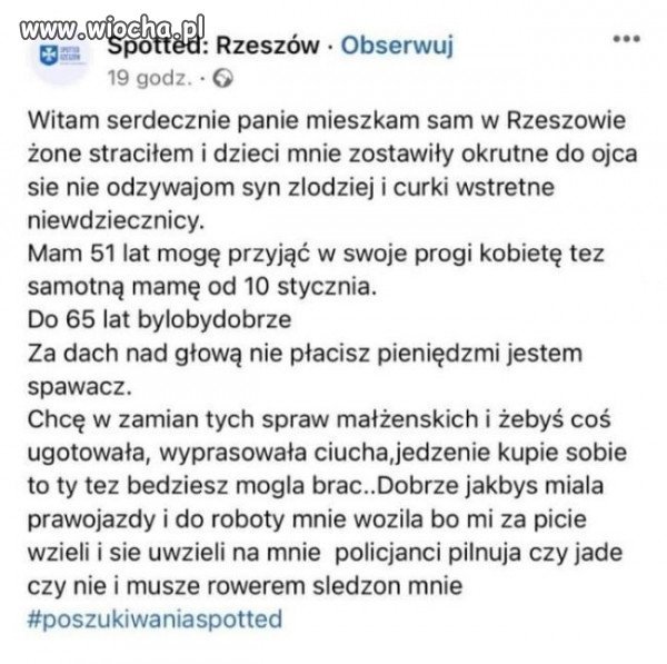 Takie tam ogłoszenie matrymonialne 
