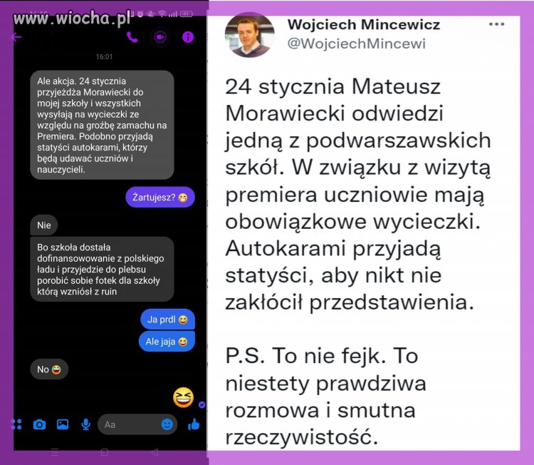 To nie fejk. To niestety prawdziwa rozmowa i smutna rzeczywistość.
