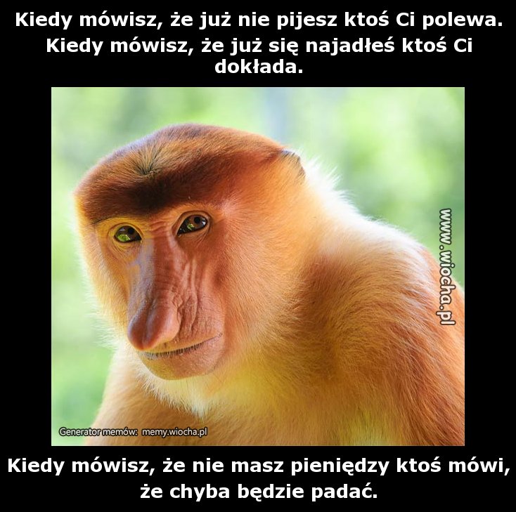 Kiedy mówisz, że już nie pijesz ktoś Ci polewa.