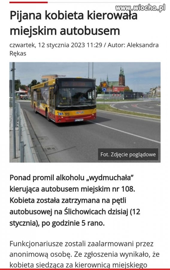 Pijana kobieta kierowała kielecki autobus nr 108