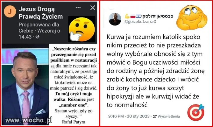 Ciekawe, czy miał różaniec ze sobą, jak chodził do kochanki