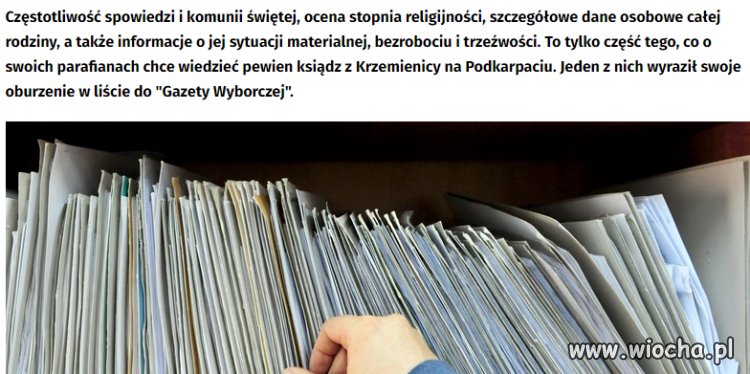Proboszcz teczki prowadzi