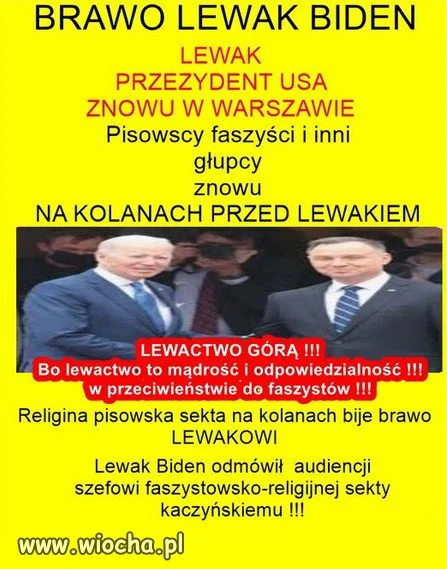 Kaczyński nie przyjmie Bidena...