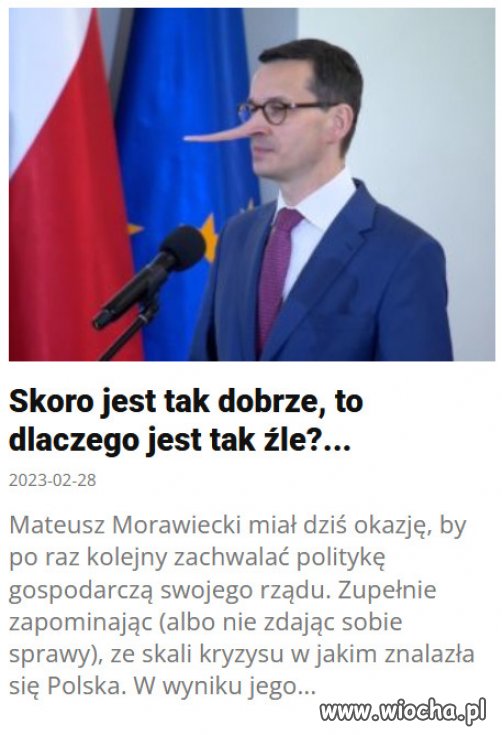 Dziś Morawiecki znów kłamał, w tym jest mistrzem!