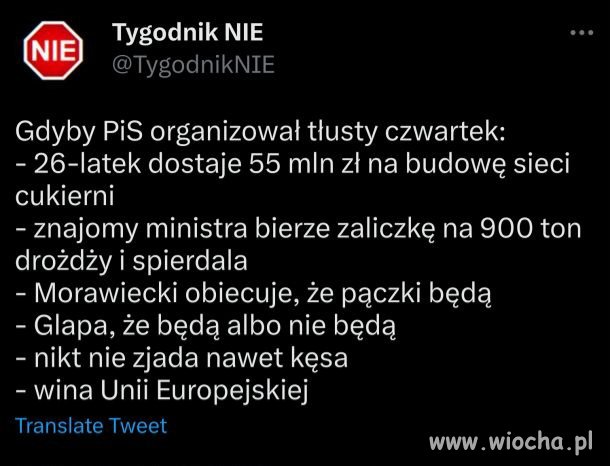 Tłusty czwartek w wersji PiS 