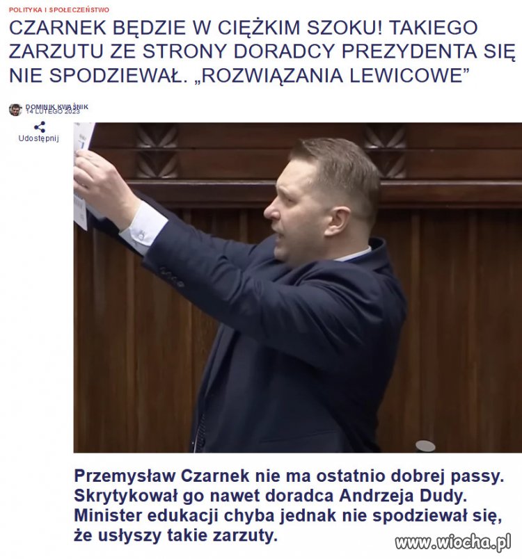 Czarnek miewał chyba lepsze okresy w swoim życiu.
